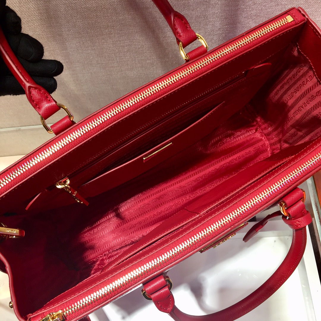 Prada Large Galleria Saffiano Leather Bag Tote Shoulder Bag Red 1BA274